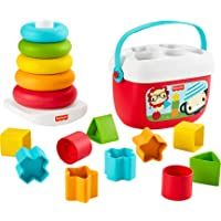 Fisher-Price Primeros Bloques para Bebé y Pirámide Apilable ecológicos- para bebés +6 meses (Mattel GRF11)